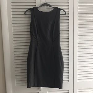 Grey H&M sheath dress with black piping